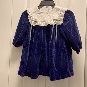 Soft blue and white lace collar dress, child size 3 (toddler)